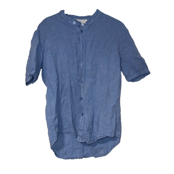 Côtes et Lin Other - Côtes et Lin Coastal Vintage Linen Button Up Shirt Men S Blue 100% Italian Linen